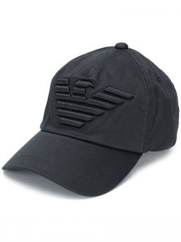 EMPORIO ARMANI - Black Logo Baseball Hat