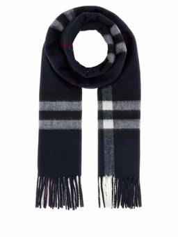 Burberry - Navy Blue Check Scarf