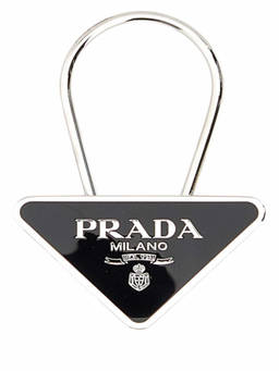 PRADA - Black Triangle Logo Key Holder