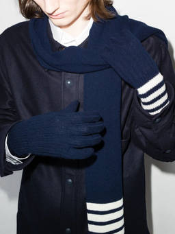 Thom Browne - Navy Blue Rib Gloves