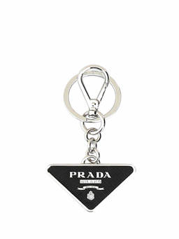 PRADA - Black Silver Logo Key Holder