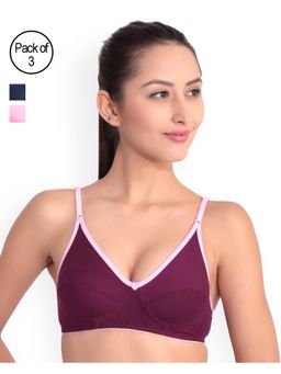 Floret - Pack Of 3 Solid T Shirt Bra - Multi-Color