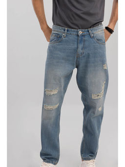 Snitch - Blue Heavy Distressed Relaxed Casual Jeans