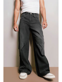 FREAKINS - Men Flash Fall Black Wide Leg Jeans