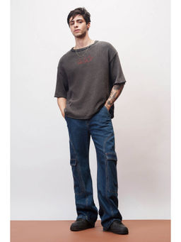 FREAKINS - Streetstyle Men Blue Cargo Pocket Jeans