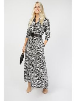 Trendyol - Zebra Print Maxi Long Sleeve Shirt Dress (UK 12)