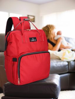 The Clownfish - Multipurpose Bag Pack with Bottle Organizer & Tissues Dispensing Pocket Red