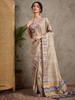 Akhilam - Women's Georgette Woven Design Saree with Unstitched Blouse