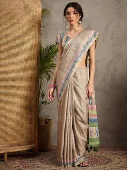Akhilam - Women's Satin Silk Printed Saree with Unstitched Blouse