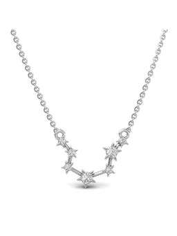 Candere by Kalyan Jewellers - 14Kt White Gold and Diamond Aquarius Zodiac Necklace
