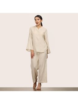 Saltpetre - Beige Bell Sleeve Tunic with Pant (Set of 2)