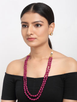 Ruby Raang Studio - Ruby Raang Maroon Stone Neckpiece with Kundan Studs