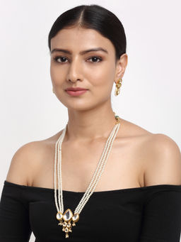 Ruby Raang Studio - Ruby Raang Long Kundan Neckpiece with Studs