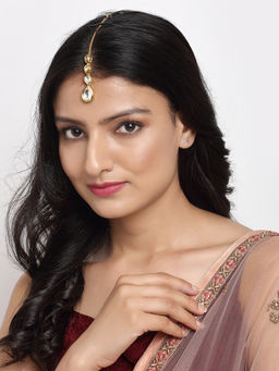 Ruby Raang Studio - Ruby Raang Teardrop Kundan Maang Tikka