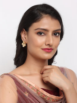 Ruby Raang Studio - Ruby Raang Gold Tone Teardrop Kundan Studs