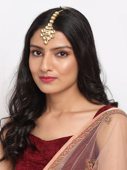 Ruby Raang Studio - Ruby Raang Gold Tone Diamond Embellished Kundan Maang Tikka