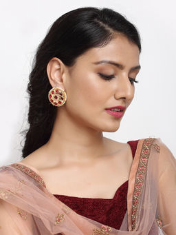 Ruby Raang Studio - Ruby Raang Gold Tone Kundan & Pearl Studs