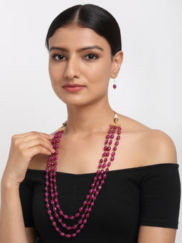 Ruby Raang Studio - Ruby Raang Layered Maroon Neckpiece with Earrings