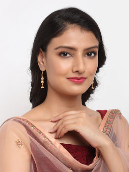 Ruby Raang Studio - Ruby Raang Gold Tone Jhallar Kundan Earrings