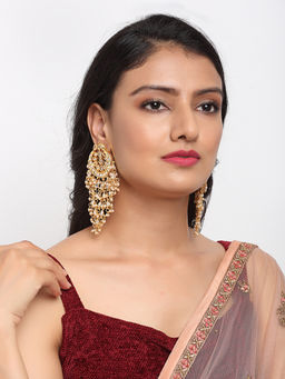 Ruby Raang Studio - Ruby Raang Gold Tone Jhallar Kundan Earrings