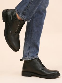 Yoho - Black Lace Up Classic Boots for Men