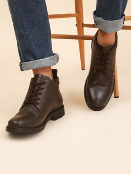 Yoho - Brown Lace Up Classic Boots for Men