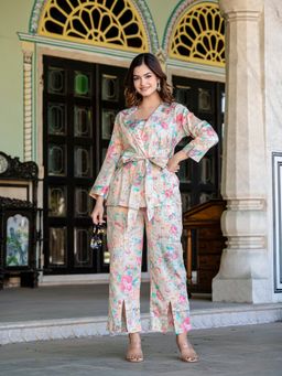 Saadgee - Jam Cotton Off White Co-Ord Set