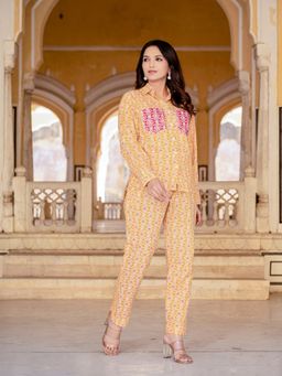 Saadgee - Pure Cotton Printed Yellow Co-Ord Set