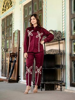 Saadgee - Italian Cotton Maroon Co-Ord Set
