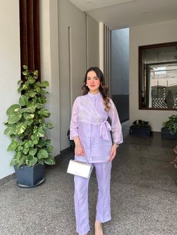 Saadgee - Summer Silk Purple Co-Ord Set