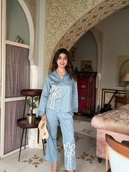 Saadgee - Italian Cotton Blue Co-Ord Set