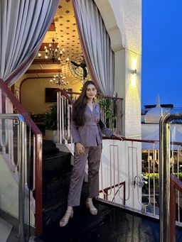 Saadgee - Italian Cotton Blazer Brown Co-Ord Set