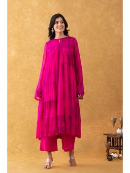 Rangpur - Women Magenta Tie & Dye Printed Kurta and Pant