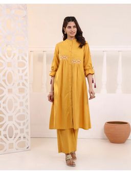 STUDIO MISRI - Mustard Embroidered Kurta and Palazzo