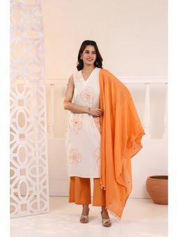 STUDIO MISRI - Orange Embroidered Kurta with Palazzo and Dupatta