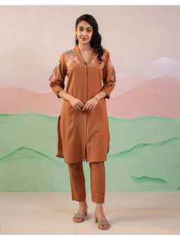 STUDIO MISRI - Brown Embroidered Co-Ord Set
