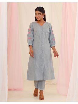 STUDIO MISRI - Grey Embroidered Kurta and Pant