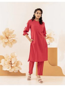 STUDIO MISRI - Red Embroidered Kurta and Pant
