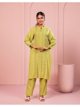 STUDIO MISRI - Green Embroidered Kurta and Pant