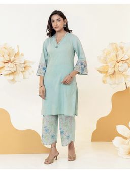 STUDIO MISRI - Sage Green Embroidered Kurta and Pant