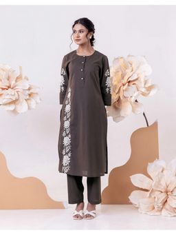 STUDIO MISRI - Charcoal Embroidered Kurta and Pant