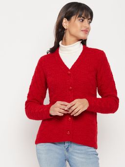 Madame - Self Design Red Cardigan