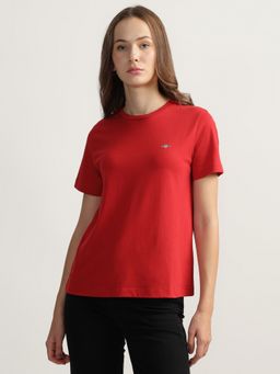 GANT - Red Solid Round Neck Short Sleeves T-Shirt