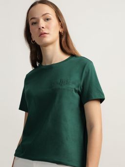 GANT - Green Solid Round Neck Short Sleeves T-Shirt