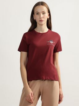 GANT - Red Solid Round Neck Short Sleeves T-Shirt