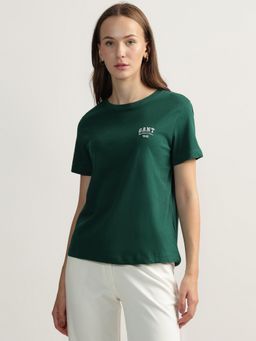 GANT - Green Solid Round Neck Short Sleeves T-Shirt