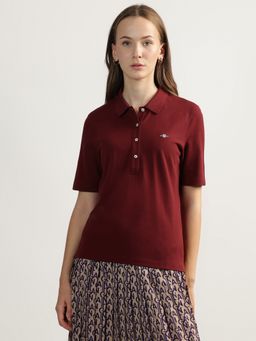 GANT - Red Solid Polo T-shirt Short Sleeves T-Shirt