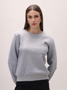Trendyol - Womens Grey Textured Sweatshirt