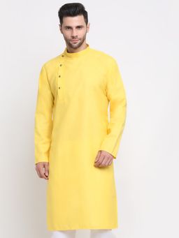 Kraft India - Men Cotton Yellow Solid Kurta Only