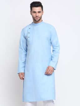 Kraft India - Men Cotton Blue Solid Kurta Only
